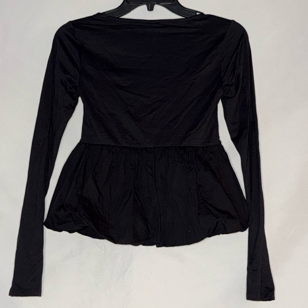 Wild Fable Black Peplum Bubble Blouse | Size XS | NWT - Picture 3 of 4